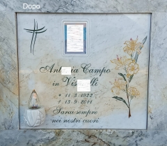 "Intervento di restauro su una lastra DOPO - MARMI TOMIATO